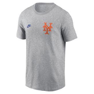 Nike New York Mets Cooperstown 2-Hit Large Logo Nike Mens MLB T-Shirt in Grey | N19906GM98-VFA