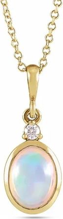 Allurez Oval Natural Onyx & Diamond Pendant Necklace 14K 2.03ct in Opal, Yellow Gold at Nordstrom, Size 18