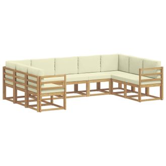 vidaXL Conjunto De Sof&aacute;s De Exterior Con Coj&iacute;n 9 Pcs Blanco Y Crema Vidaxl