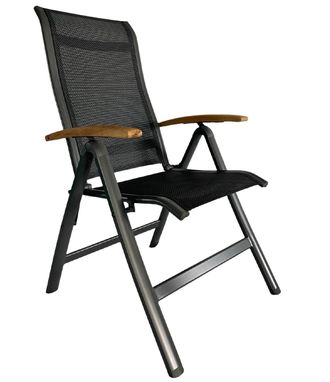 OEM Silla De Jard&iacute;n Plegable Ajustable - Gris Oscuro - Reposabrazos De Madera