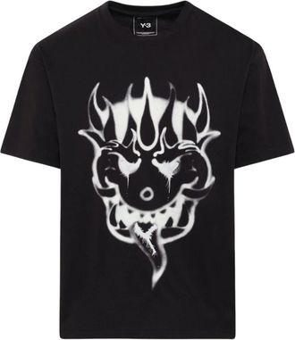 Yohji Yamamoto Chito Graphic SS Tee - Heren - T-shirts - Zwart - M - Katoen - Tops