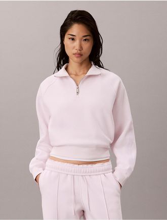 Calvin Klein Jeans Calvin Klein Womens Logo Tape Fleece 1/4 Zip Sweatshirt - Pink - XL