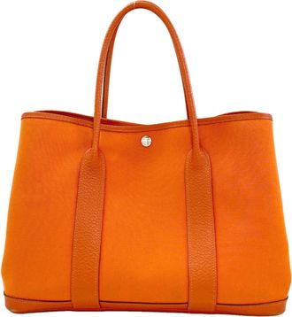 Herm&egrave;s Orange Toile Officier Tote Bag (Pre-Owned)