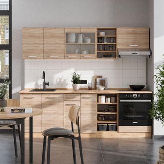 Vicco Mueble De Cocina R-line, Roble Sonoma/goldkraft, 240 Cm, Et M&aacute;rmol