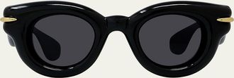 Loewe Mens Inflated Pantos Acetate-Nylon Round Sunglasses