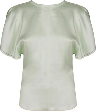 Victoria Beckham Overhemden, Dames, Groen, XS, Top met gedrapeerde plooien