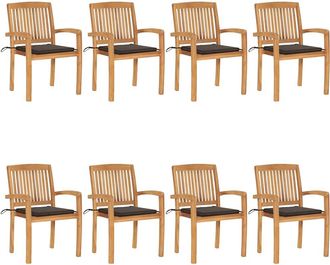 vidaXL Sillas De Jard&iacute;n Apilables 8 Uds Madera De Teca Con Cojines Vidaxl