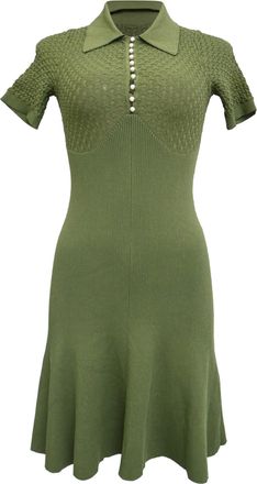 Sandro Sandro Esmila Knitted Collared Mini Dress in Olive Viscose