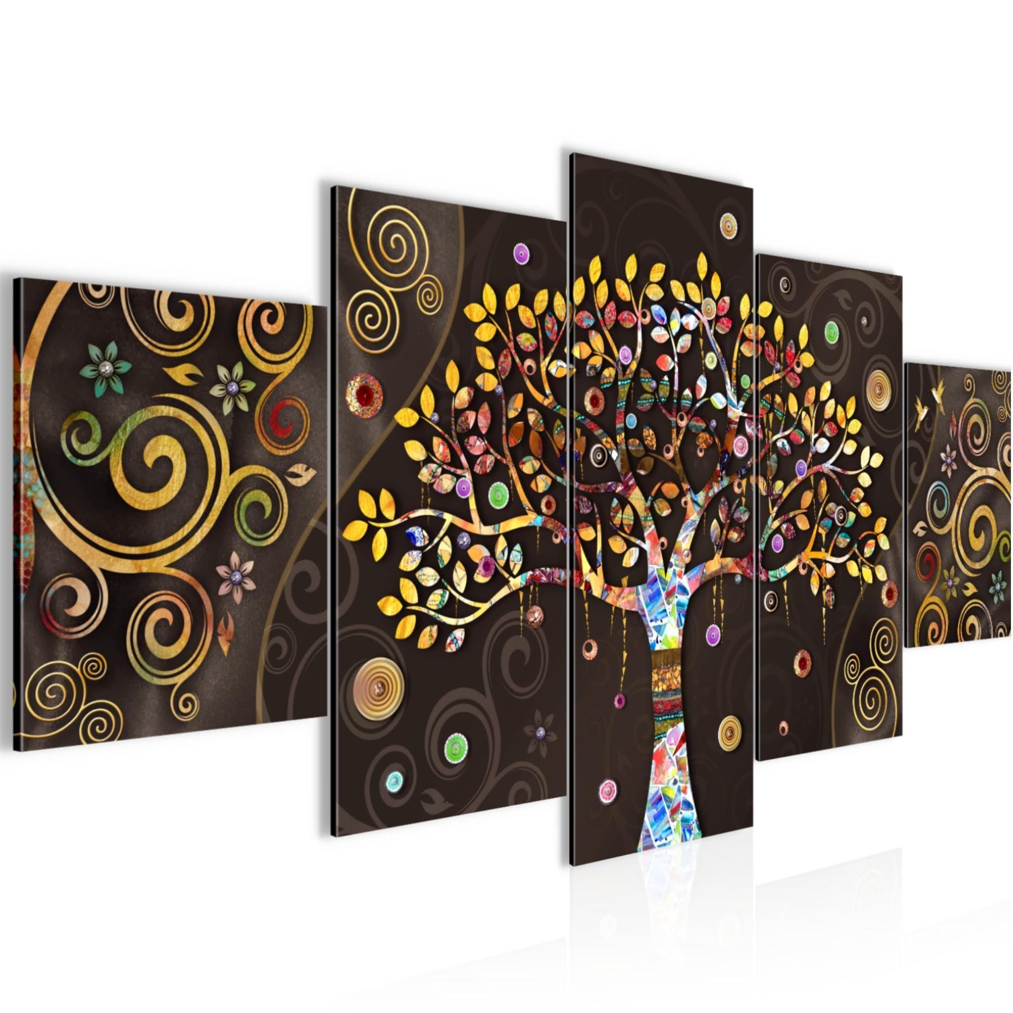 DECLINA Abstrakter Leinwand-Druck – Wandbild 120x50 Cm, Gelb, Für Wohnzimmer & Schlafzimmer