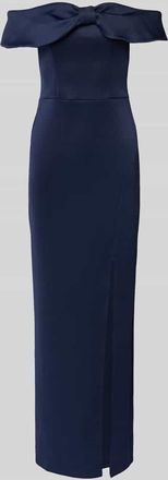 Lipsy Off-Shoulder-Kleid mit Gehschlitz in Marine, Größe 34