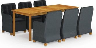 vidaXL Juego De Comedor Para Jard&iacute;n De 7 Piezas Gris Oscuro Vidaxl