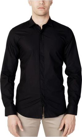 Antony Morato Formal Effen Kleur Overhemd - Heren - Casual Overhemden - Zwart - 2XL - Katoen - Overhemden