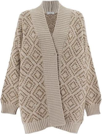 Brunello Cucinelli Beige Wool Silk Knit Sweater, Size X-Large