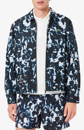 Lacoste Elevated Tennis Water Repellent Zip Jacket in Black/Limestone-Calluna at Nordstrom, Size 3