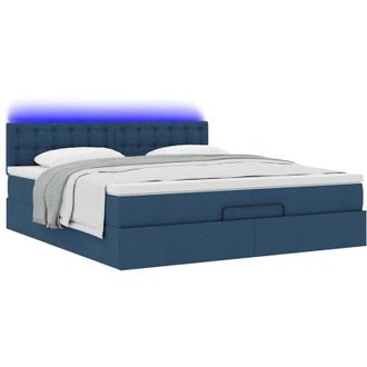 vidaXL Estructura De Cama Otomana Con Colch&oacute;n Tela Azul 160x200 Cm Vidaxl
