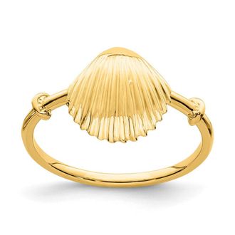 Diamond2Deal 14k Yellow Gold Polished Shell Ring