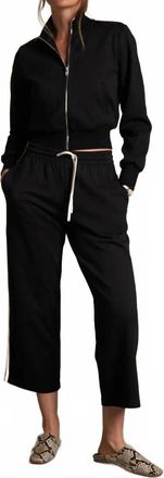 perfectwhitetee Milana Cropped Travel Track Jacket In True Black