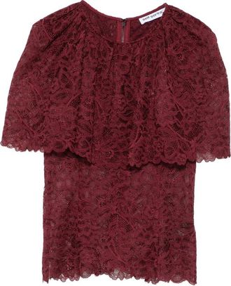 Self Portrait Ruffled Lace-overlay Top