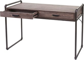 Hhg Nunca Usado] Escritorio Hhg 049, Mesa De Oficina Escritorio Para Ordenador, Dise&ntilde;o Industrial 75x120x60cm Estructura 3d, Aspecto Roble Silvestre Marr&oacute;