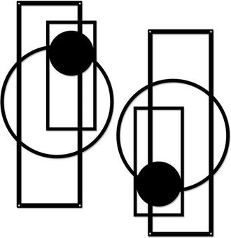 OEM Decoraci&oacute;n Geom&eacute;trica De Pared De Metal - Negro - 2 Piezas
