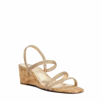 Dune London Womens Ladies Kali - Gold Cork Wedges Fabric - Size UK 5