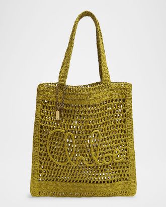 Chloé Summer Banana Tote Bag in Crochet Fabric