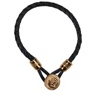 Versace Black Leather Womens Bracelet