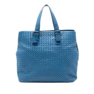 Bottega Veneta Pre-owned Tote Bags, female, Blue, Size: ONE SIZE Pre-owned Woven Leather Tote