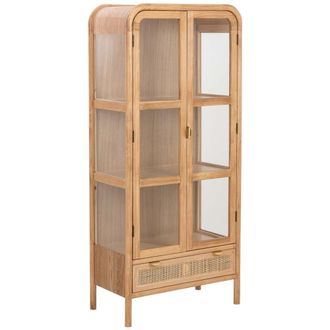 Wanderlust Deco Vitrina de madera y rat&aacute;n marr&oacute;n 72x40.5x160h cm