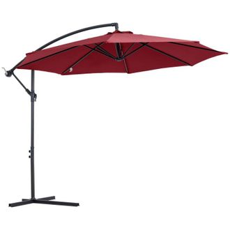 OUTSUNNY Steel Hanging Banana Umbrella Parasol - Red | TJ Hughes