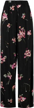 Twin-Set floral-print palazzo trousers - women - Viscose - 52 - Black