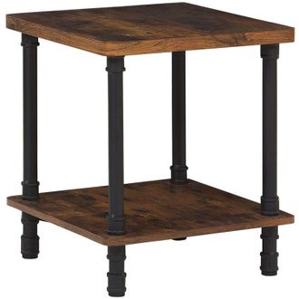 Beliani Tavolino Laterale in Legno Scuro Struttura in Metallo Nero 1 Cassetto Veril
