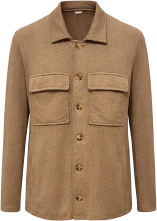 Lardini Linnen Overshirt - Heren - Zomerjassen - Bruin - 2XL - Linnen - Jassen