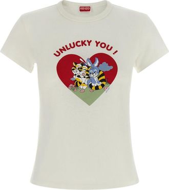 Kenzo Cartoon Classic T-shirt - Dames - T-shirts - Wit - L - Katoen - Tops