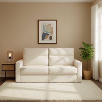 Dmora Sof&aacute; Cama 2 Plazas Ecate, Desenfundable, Con Almacenaje Made In Italy, De Apertura Abatible, 200x95 Cm Beige