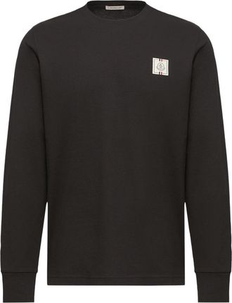 Moncler Moncler Tricolor Logo Long Sleeve Cotton T-shirt, Men, Black, Size: 3xl