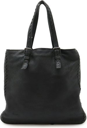 Bottega Veneta Black Leather Shoulder Bag Tote Bag (Pre-Owned)
