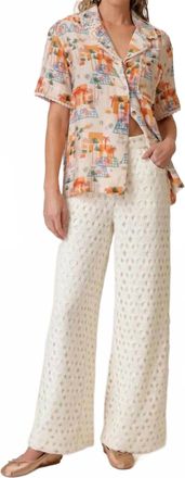 Line & Dot Bowen Crochet High Waisted Pants In Ivory