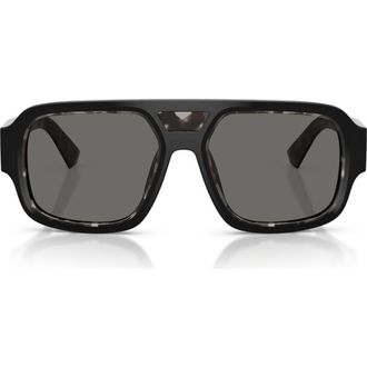 Dolce & Gabbana 55mm Square Sunglasses in Black On Grey Havana /Grey at Nordstrom