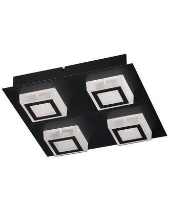 Eglo Eglo Masiano 4 Light Integrated Led Ceiling/Wall Light With Black Finish & White Shades