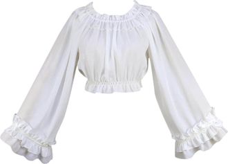 Generic Dirndl Blouses for Women Off The Shoulder Renaissance Tops Medieval Pirate Shirt Gothic Peasant Smocked Boho Flare Long Sleeve Corset Tops Traditional