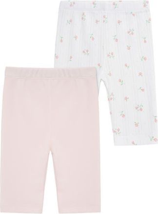 Little Me Dainty Roses Assorted 2-Pack Cotton Pants in Pink at Nordstrom, Size Newborn