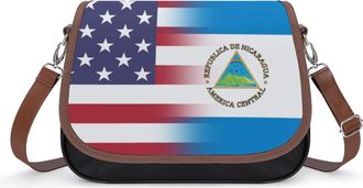 Generic US & Nicaragua Flag Fashion Womens Crossbody Bags Novelty Handbag Shoulder Bag Purse