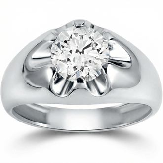 Pompeii3 Mens 1 1/2ct Diamond Solitaire Belcher Wedding Ring 14k Gold Lab Grown