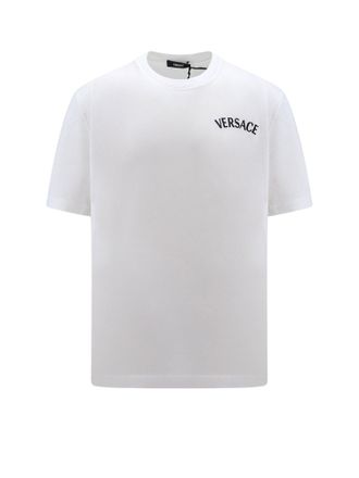 Versace Cotton Jersey T-Shirt With Logo Embroidery-Uomo