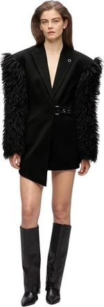 Karl Lagerfeld KL Studio Blazer Jurk - Dames - Korte kleedjes - Zwart - XL - Leer - Kleedjes