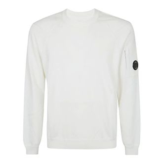 C.P. Company Sweatshirts, male, White, Size: XS Sea Island Crewneck Lens Knit