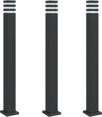 vidaXL Lámparas de suelo de exterior 3 unidades aluminio negro 110 cm vidaXL