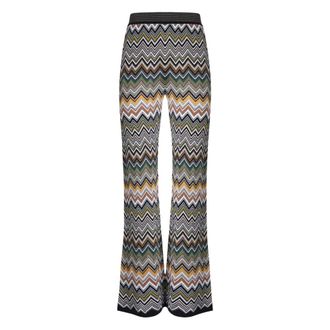 Missoni Wide Trousers, female, Multicolor, 2XS, White Chevron Flared Leg Trousers