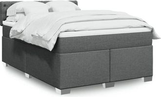 vidaXL Cama Box Spring Con Colch&oacute;n Tela Gris Oscuro 140x200 Cm Vidaxl